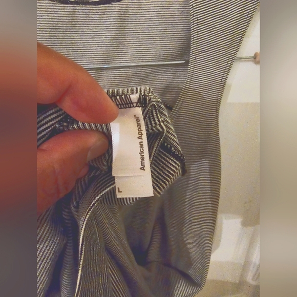 American Apparel Size L Black and Grey Striped Jersey Dress - Picture 3 of 3